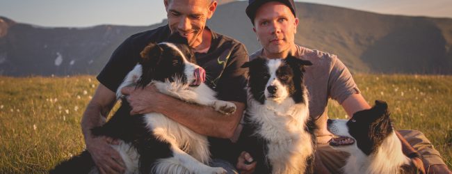 Wir und unsere drei Border Collies im Italienurlaub