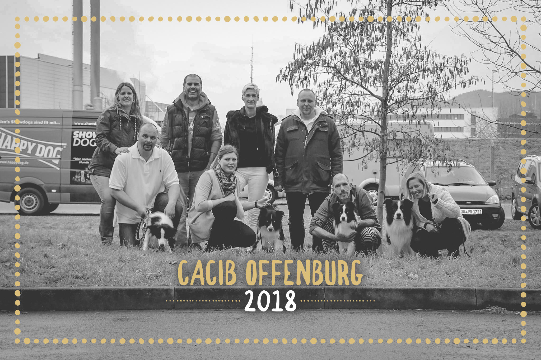 CACIB Offenburg: Nicole und Wenzel mit Enya, Roland und Silvia, Dennis und Melanie mit Ellie, Dirk mit Heidi, Uta mit Buddy