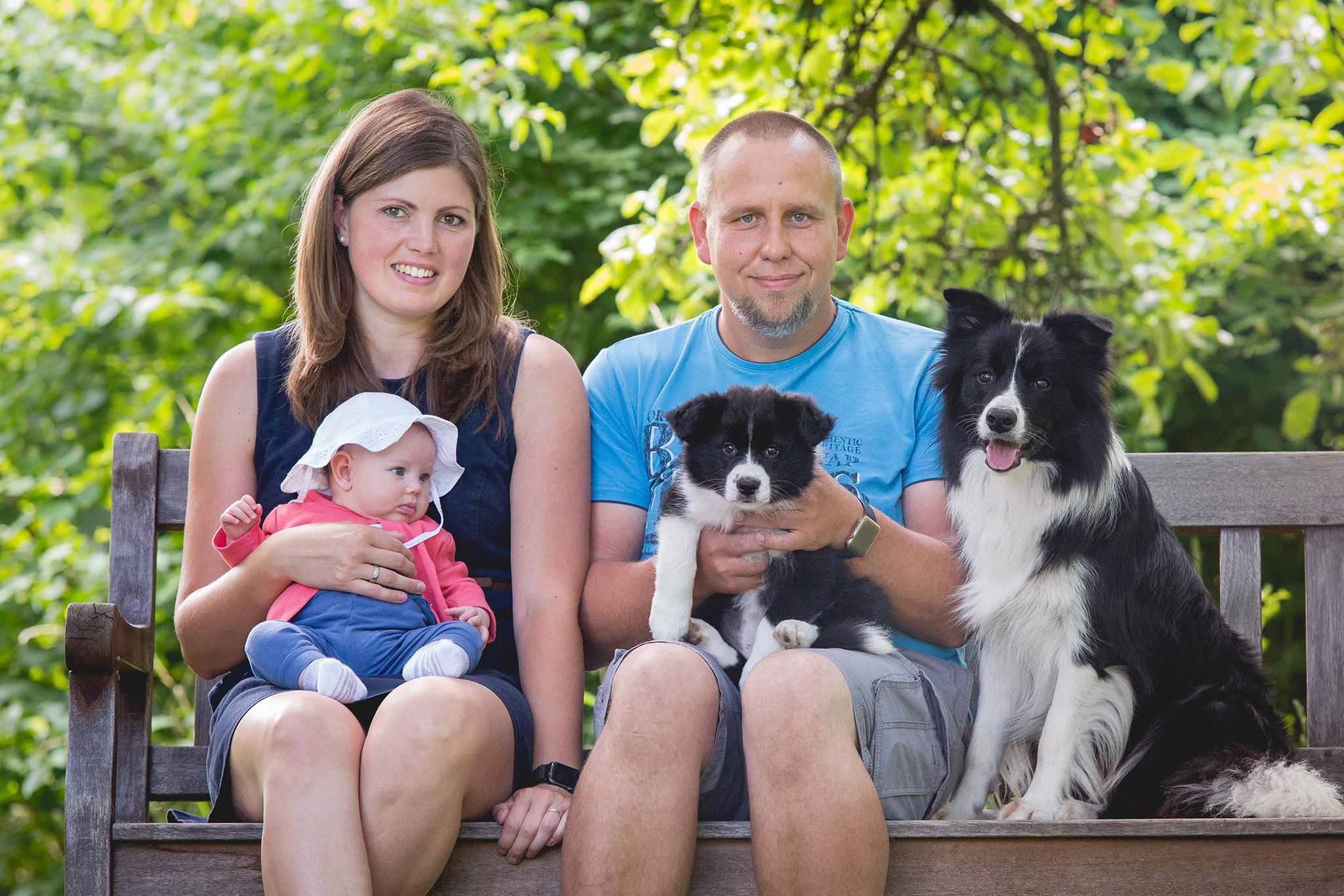 Border Collie Welpe am Tag der Abholung mit neuem Besitzer