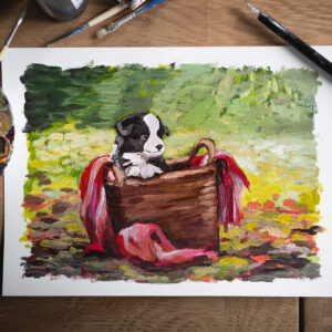 Acrylgemälde Border Collie Welpe