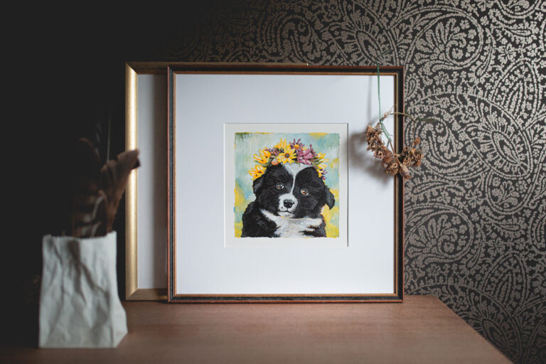 Acrylgemälde Border Collie Welpe