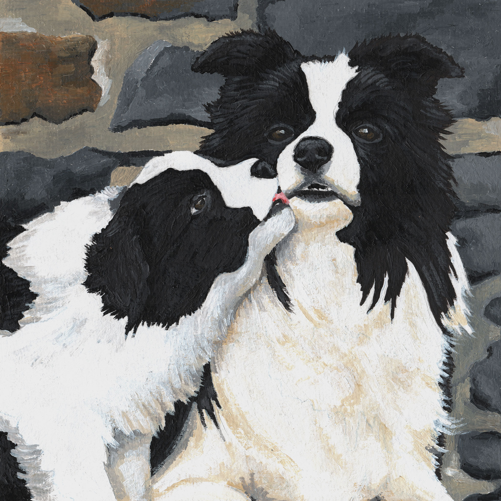 Acrylgemälde eines Border Collie Welpen