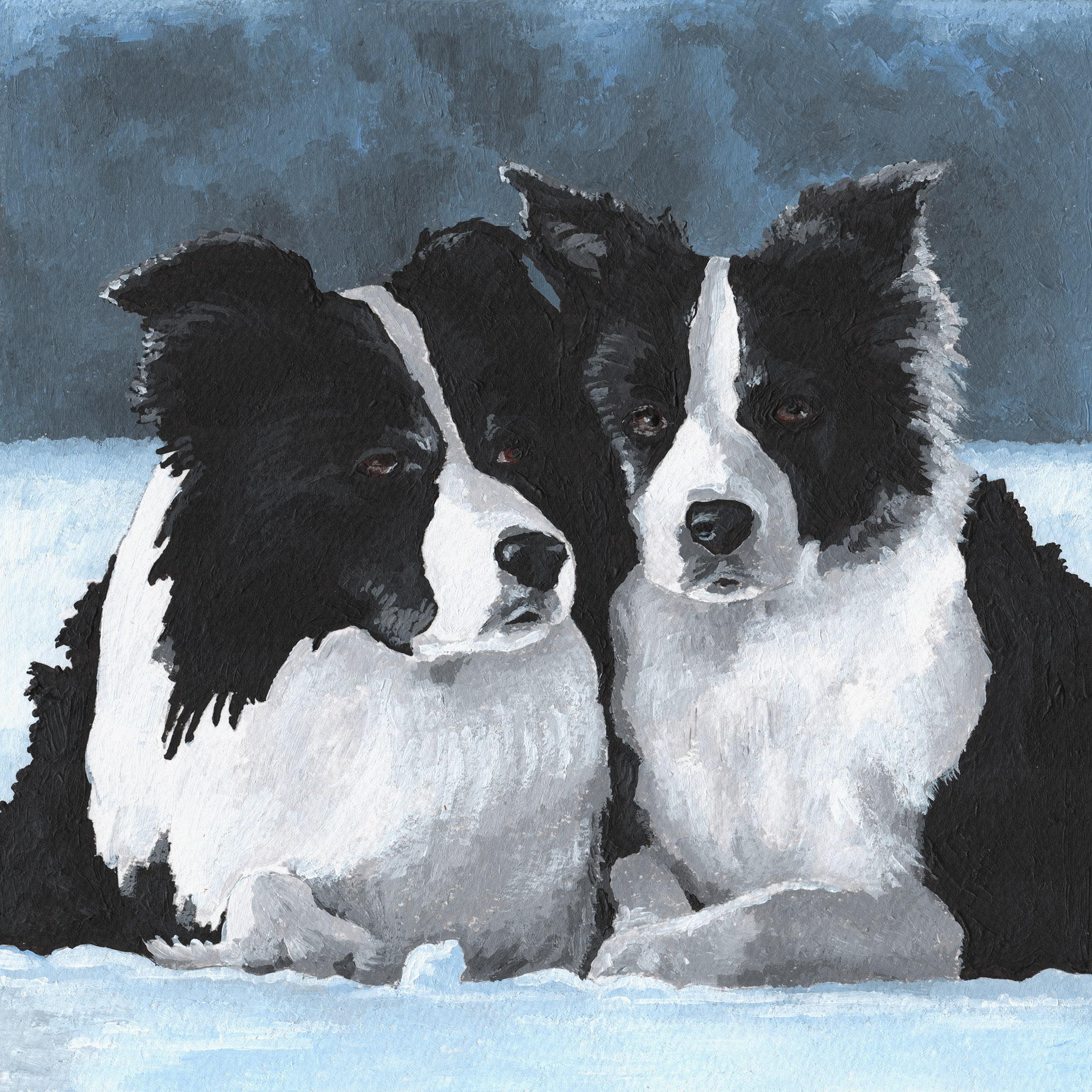 Acrylgemälde zweier Border Collies