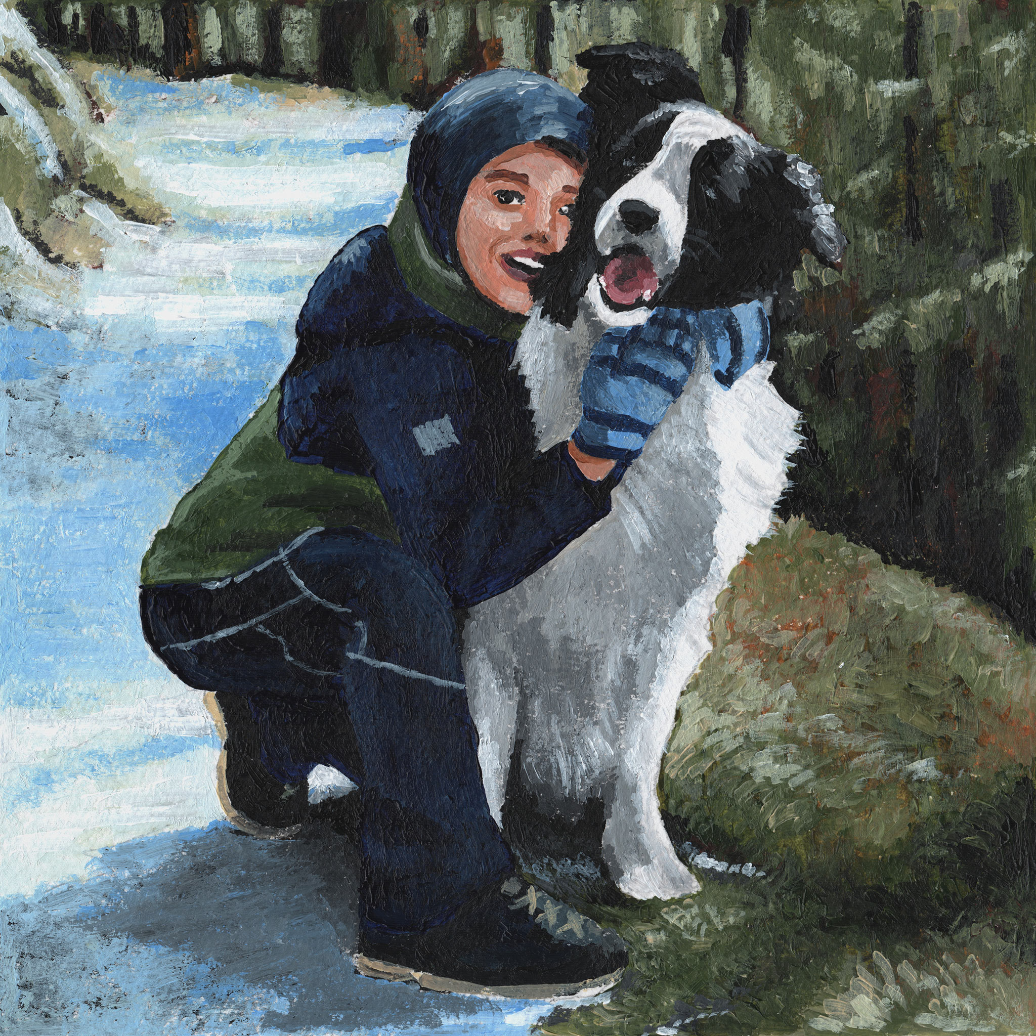 Acrylgemälde eines Border Collies