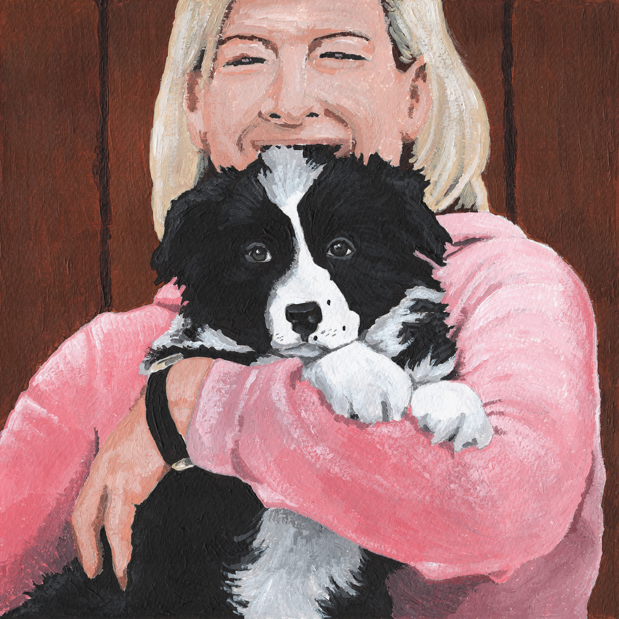 Acrylgemälde eines Border Collie Welpen