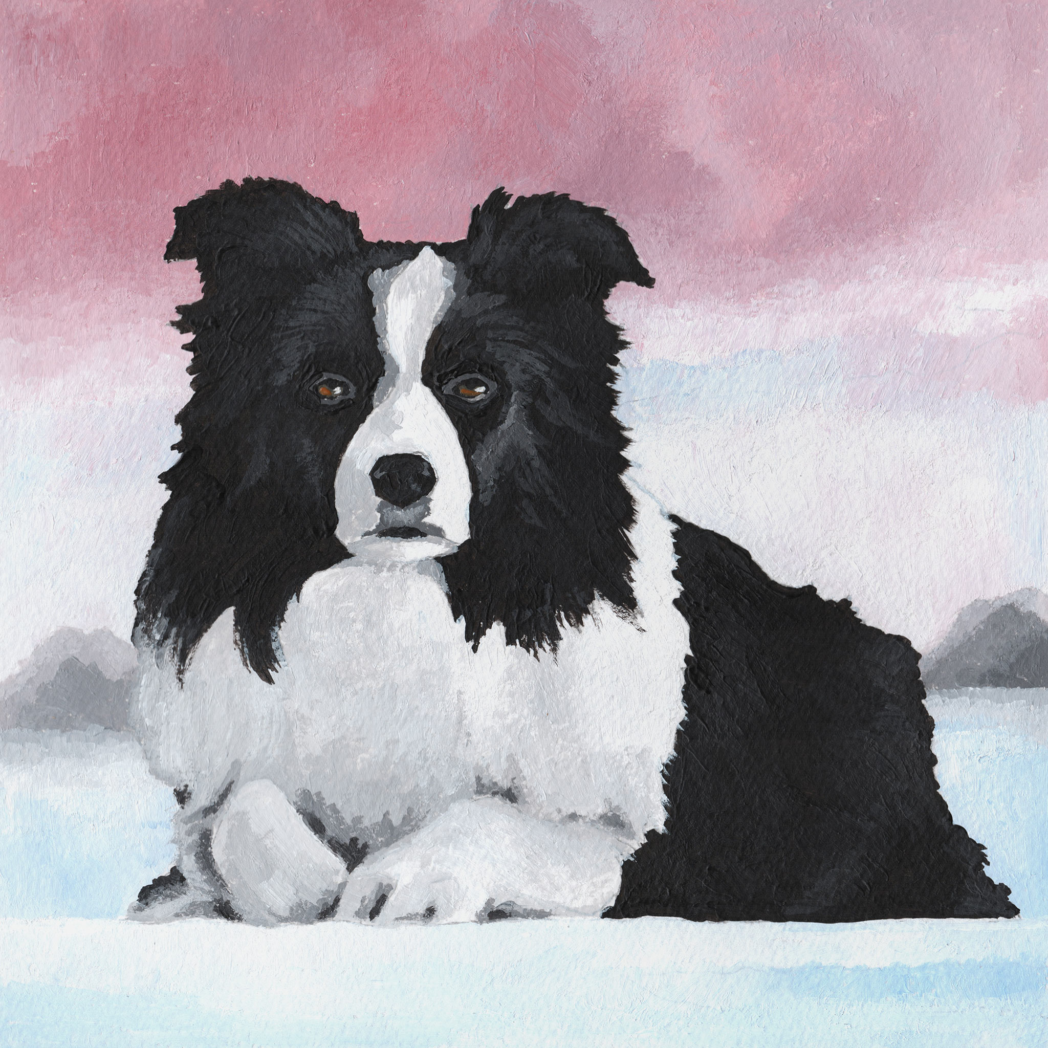 Acrylgemälde eines Border Collies