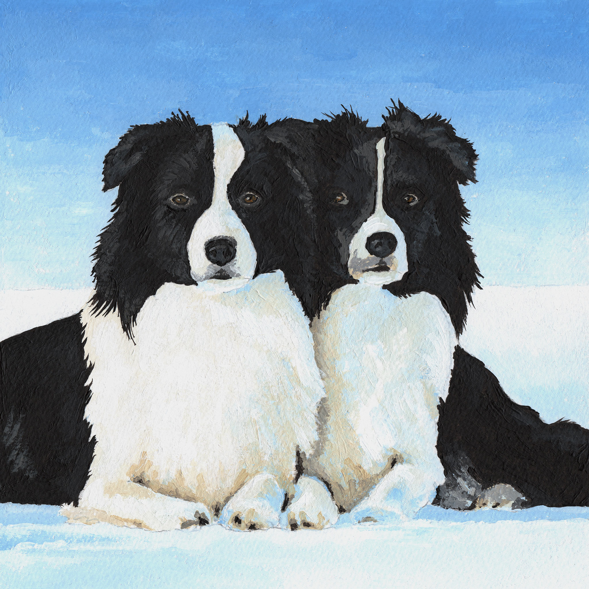 Acrylgemälde zweier Border Collies